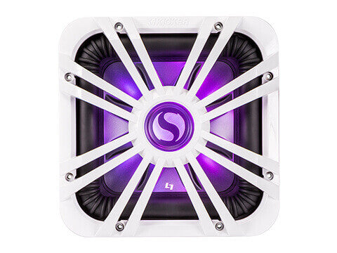 Kicker 11L712GLW - 12" Square White LED Grille - 12-Inch (30cm) Square Subwoofer Grille for 44L7S12, LED, White