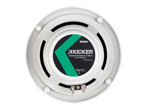 Kicker 41KM604W - KM 6.5" 4Ω Coaxial - KM60 6.5-Inch (160mm) Marine Coaxial Speakers w/1/2-Inch (13mm) Tweeters, White, 4-Ohm.