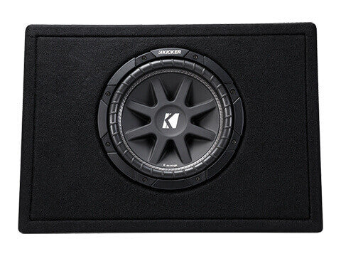 Kicker 43TC104 - Single 10" Comp 4 Ohm Enclosure - TC10 Single Comp 10-Inch Sub in Thin Profile Vented Box, 4-Ohm, 150W