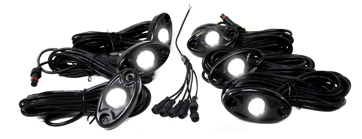 Race-Sport-RSLD6KITW-6-LED-Glow-Pod-Kit-w/ Brain-Box-IP68-12V-w/ All-Hardware-(White)