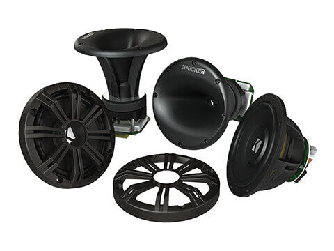 Kicker 41KMS674C - KMS67 4Ω Tower System - KMS67 6.75-Inch (165mm) High-Efficiency Marine Component System, Charcoal, 4-Ohm