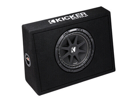 Kicker 43TC104 - Single 10" Comp 4 Ohm Enclosure - TC10 Single Comp 10-Inch Sub in Thin Profile Vented Box, 4-Ohm, 150W