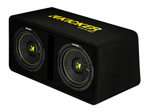 Kicker 44DCWC102 - Dual 10" CompC Enclosure - Dual CompC 10-Inch (25cm) Subs in Vented Enclosure, 2-Ohm, 600W